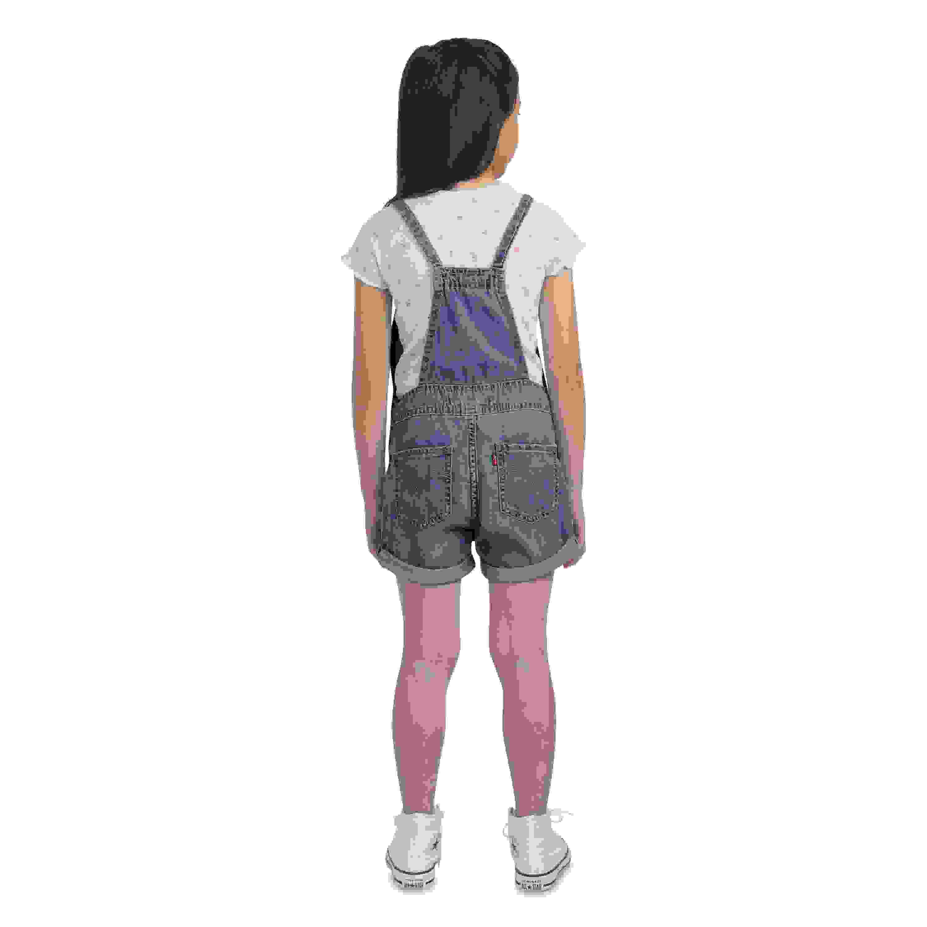 Levi's Knot Strap Little Girls' Dark Blue Wash Denim Shortalls